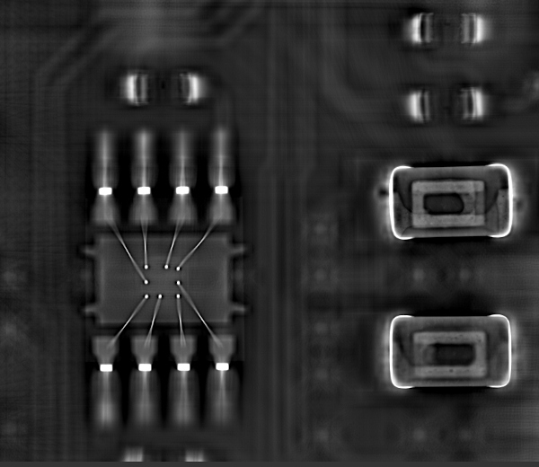 X-Ray CT scan of QFP chip showing bond wires