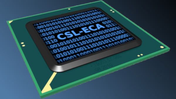 silicon chip with csl-esa logo